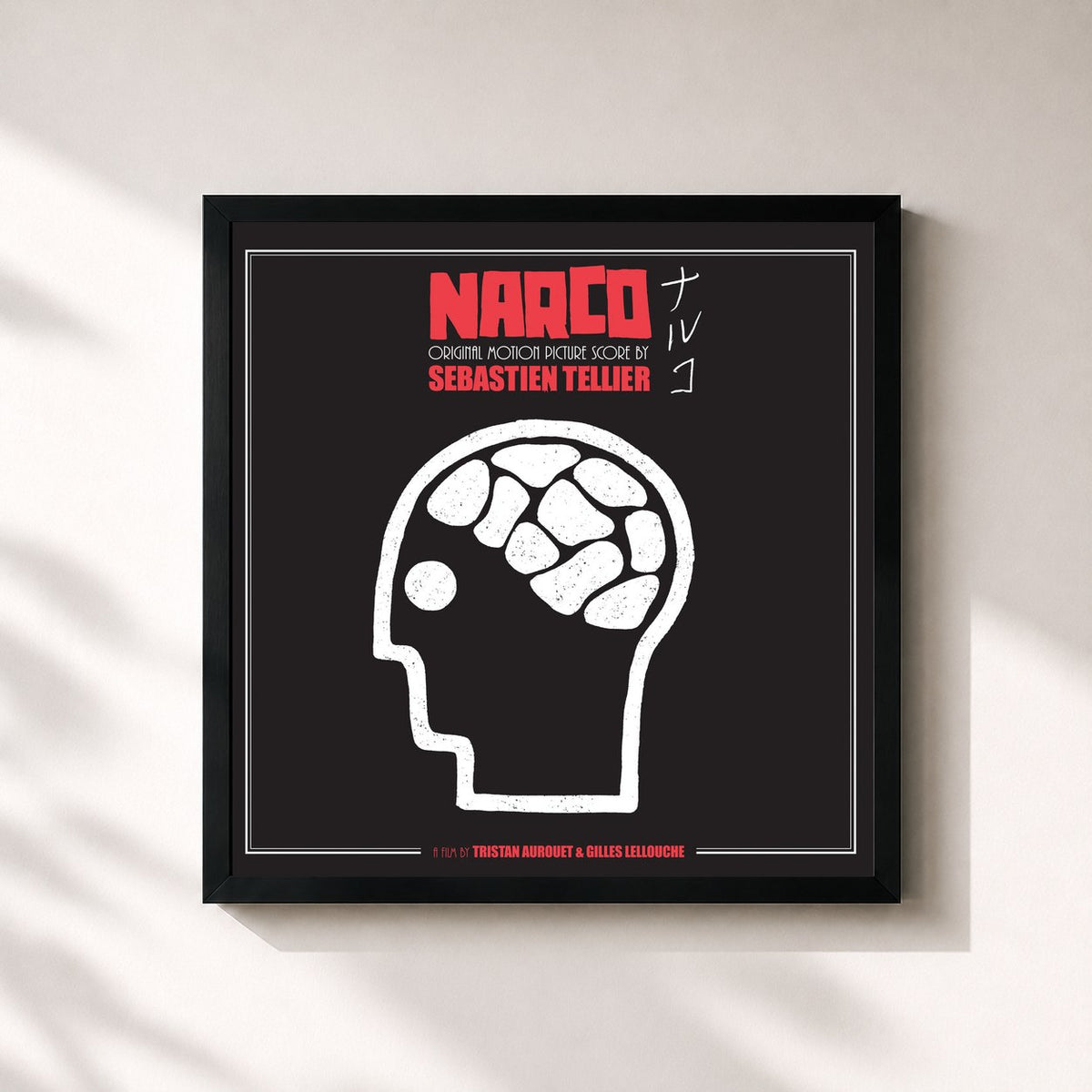 #noir Tableau carré de l'album Narco (Original Motion Picture Score) de Sébastien Tellier, cadre noir 32x32 cm