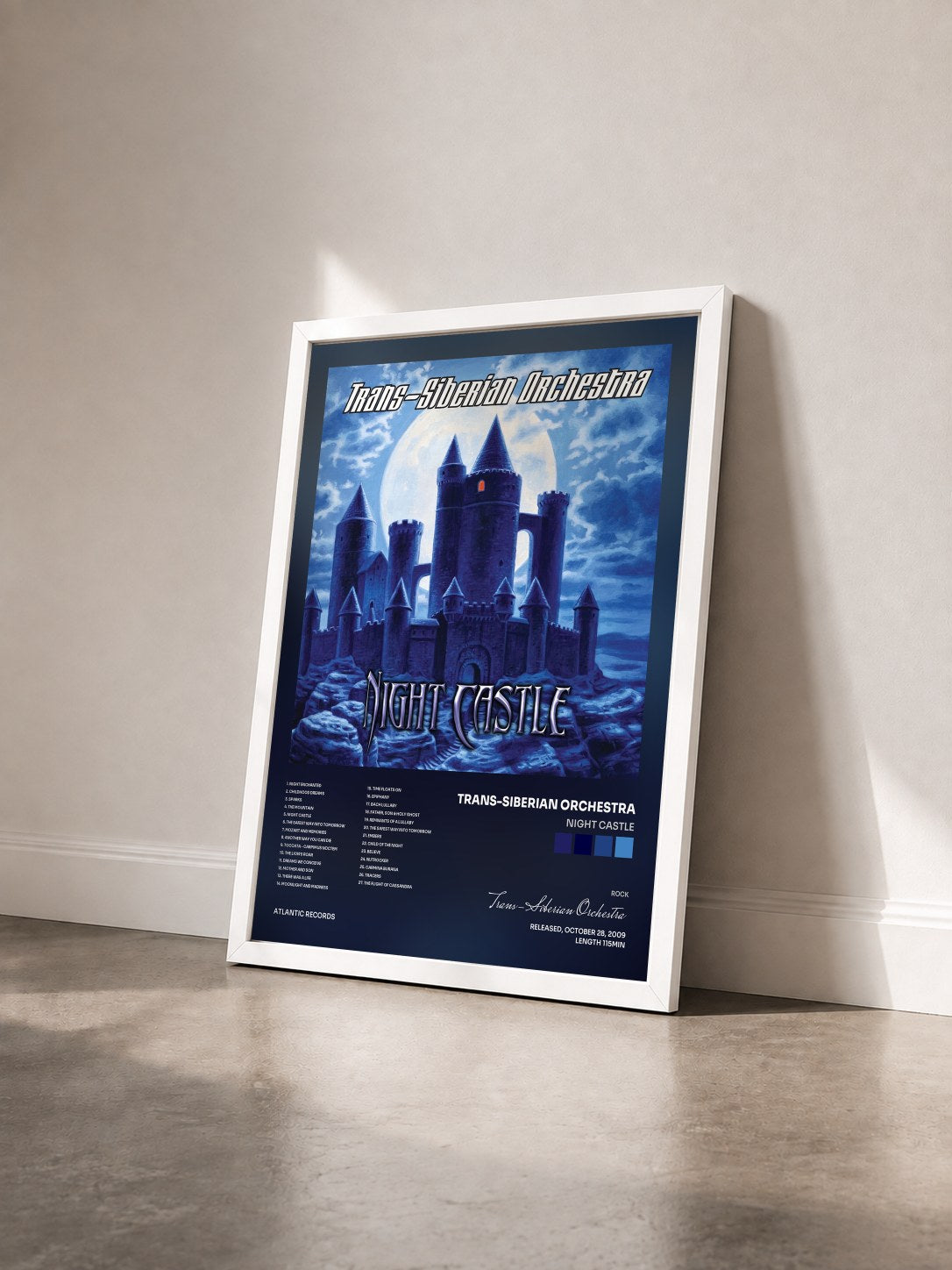 #blanc Tableau de l'album Night Castle de Trans-Siberian Orchestra vu de trois quarts, cadre blanc