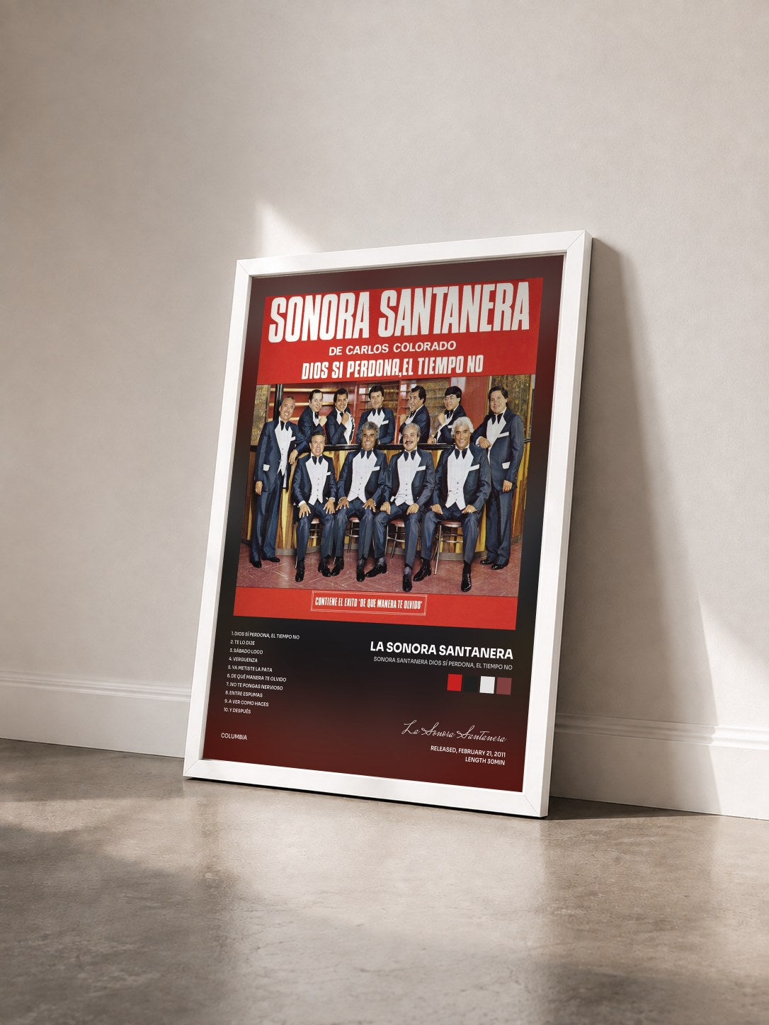 #blanc Tableau de l'album Sonora Santanera Dios Sí Perdona, El Tiempo No de La Sonora Santanera vu de trois quarts, cadre blanc