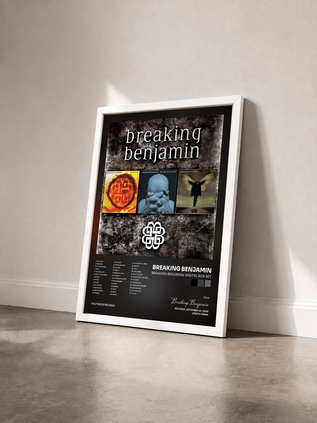 #blanc Breaking Benjamin: Digital Box Set by Breaking Benjamin as a framed art print seen at an angle, white frame