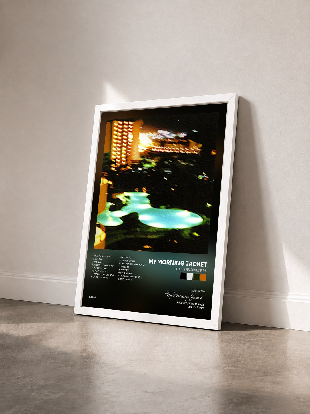 #blanc Tableau de l'album The Tennessee Fire de My Morning Jacket vu de trois quarts, cadre blanc