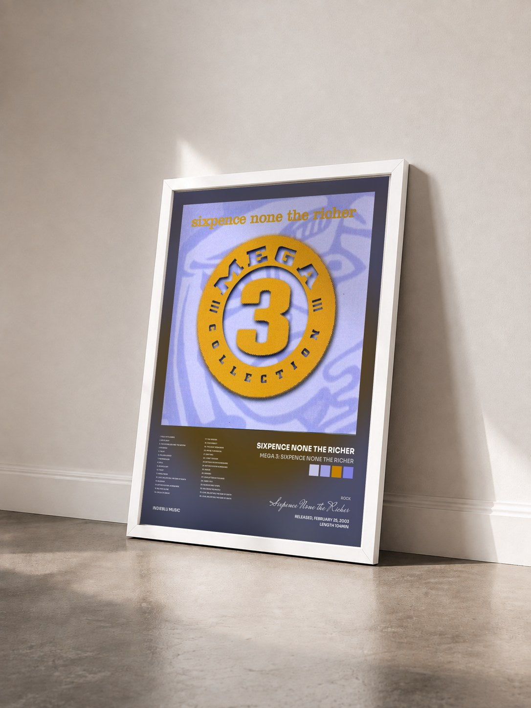 #blanc Tableau de l'album Mega 3: Sixpence None The Richer de Sixpence None the Richer vu de trois quarts, cadre blanc
