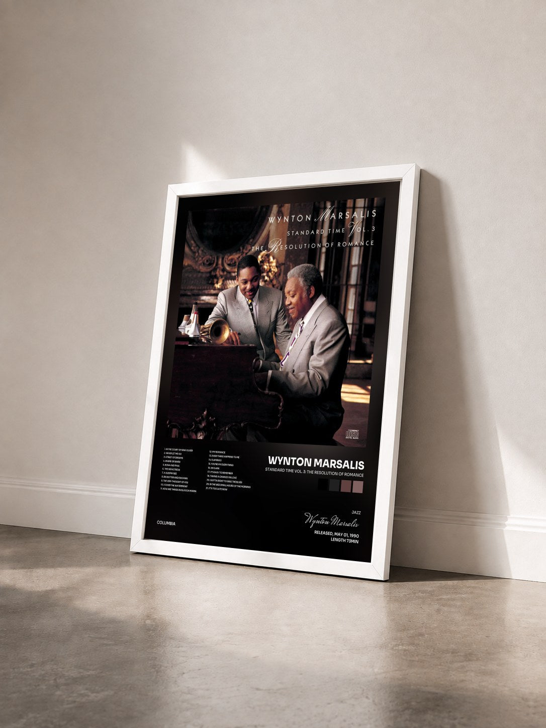 #blanc Tableau de l'album Standard Time Vol. 3: The Resolution Of Romance de Wynton Marsalis vu de trois quarts, cadre blanc