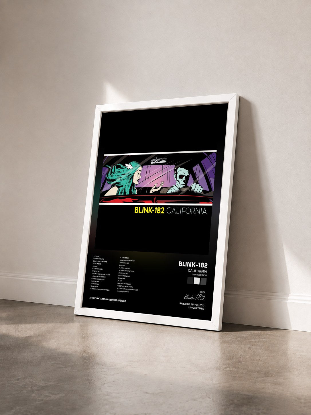#blanc Tableau de l'album California (Deluxe Edition) de blink-182 vu de trois quarts, cadre blanc