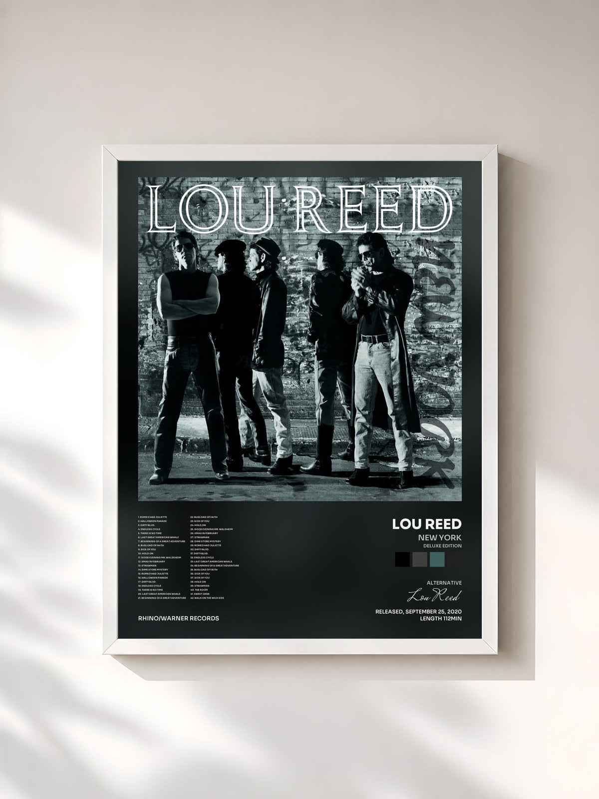 #blanc Tableau de l'album New York (Deluxe Edition) de Lou Reed, cadre blanc, imprimé et encadré en France