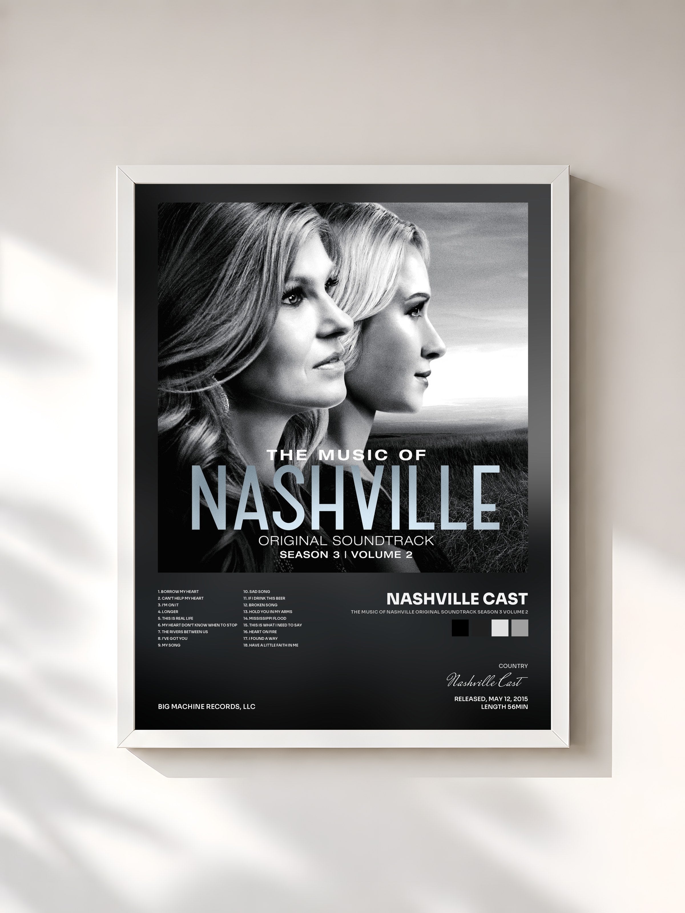 #blanc Tableau de l'album The Music Of Nashville Original Soundtrack Season 3 Volume 2 de Nashville Cast, cadre blanc, imprimé et encadré en France