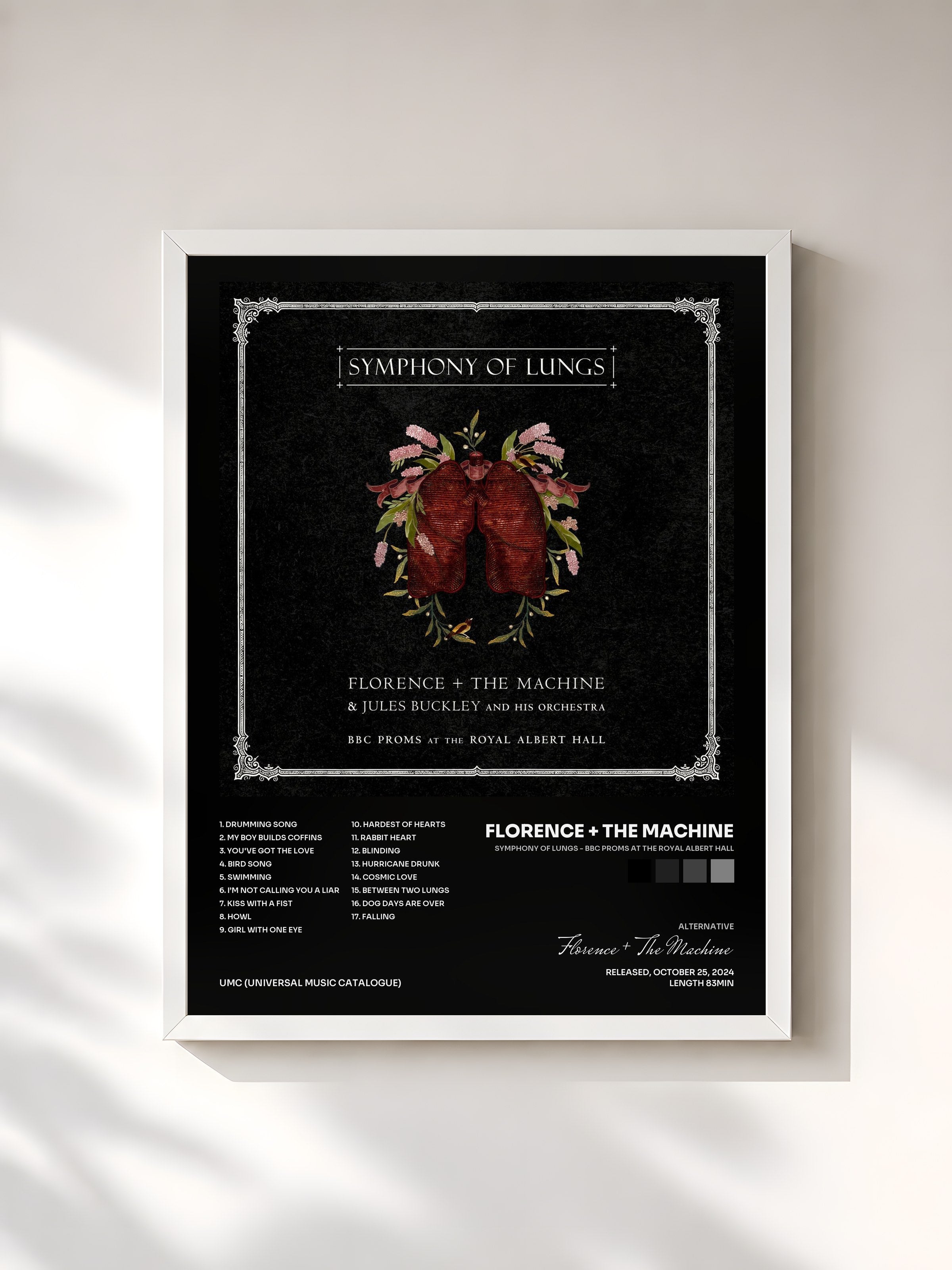 #blanc Tableau de l'album Symphony of Lungs - BBC Proms at the Royal Albert Hall de Florence + The Machine, cadre blanc, imprimé et encadré en France