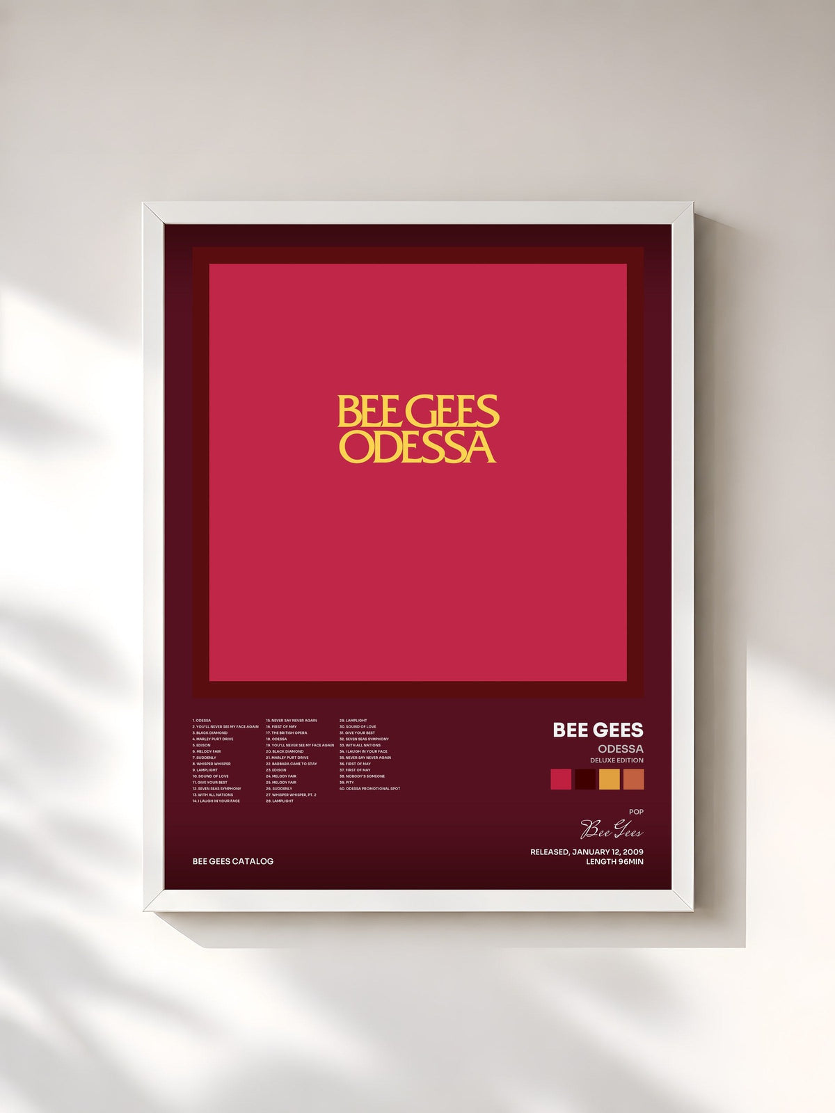 #blanc Tableau de l'album Odessa (Deluxe Edition) de Bee Gees, cadre blanc, imprimé et encadré en France