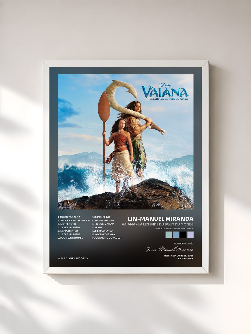 #blanc Vaiana - La Légende du Bout du Monde (Bande Originale Française du Film) by Lin-Manuel Miranda as a framed art print, white frame, printed and framed in France