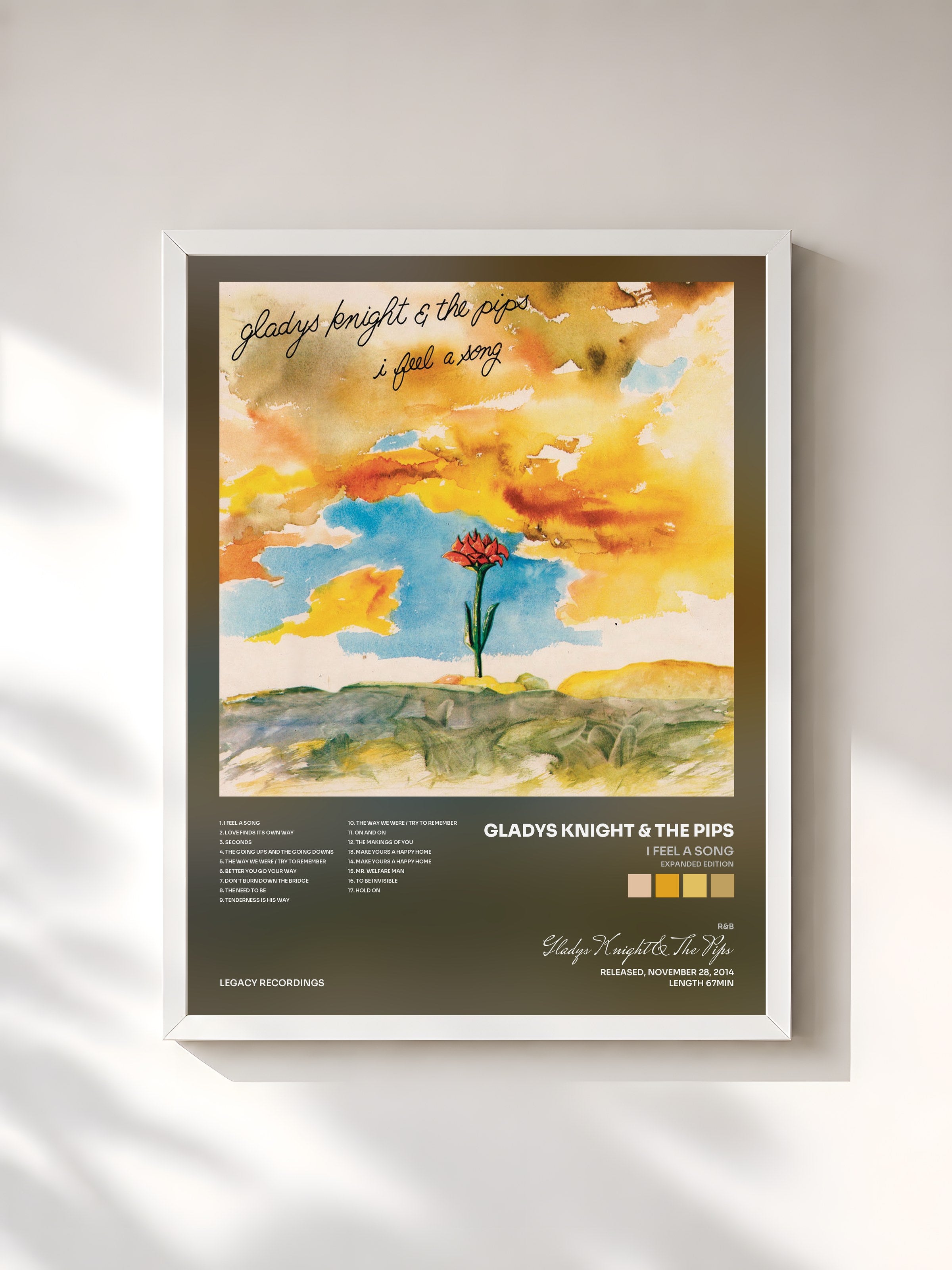 #blanc Tableau de l'album I Feel A Song (Expanded Edition) de Gladys Knight & The Pips, cadre blanc, imprimé et encadré en France