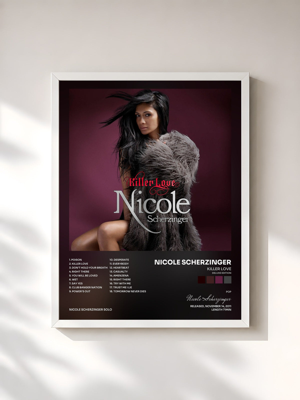 #blanc Killer Love (Deluxe Edition) by Nicole Scherzinger as a framed art print, white frame, printed and framed in France
