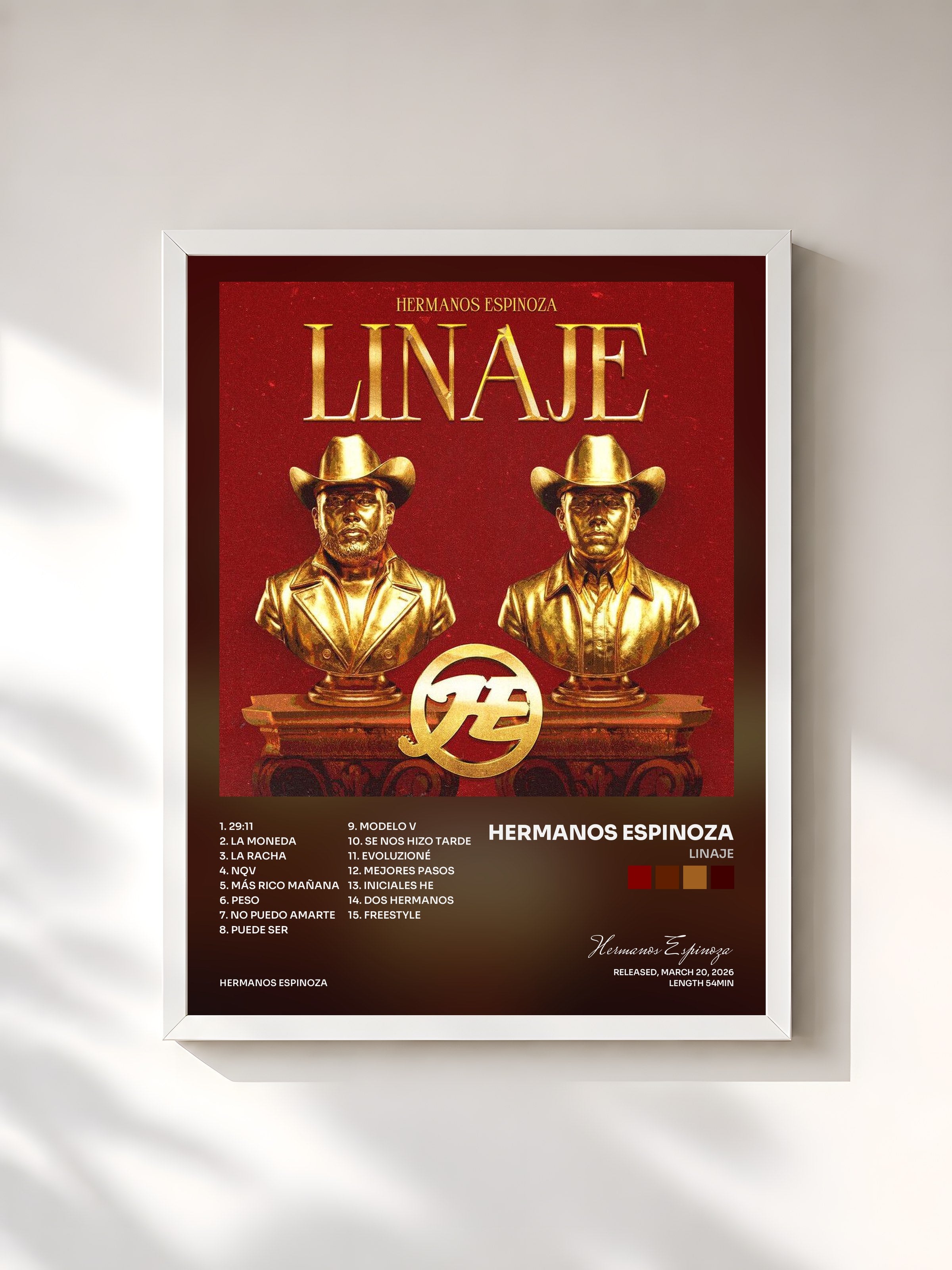 #blanc Tableau de l'album LINAJE de Hermanos Espinoza, cadre blanc, imprimé et encadré en France