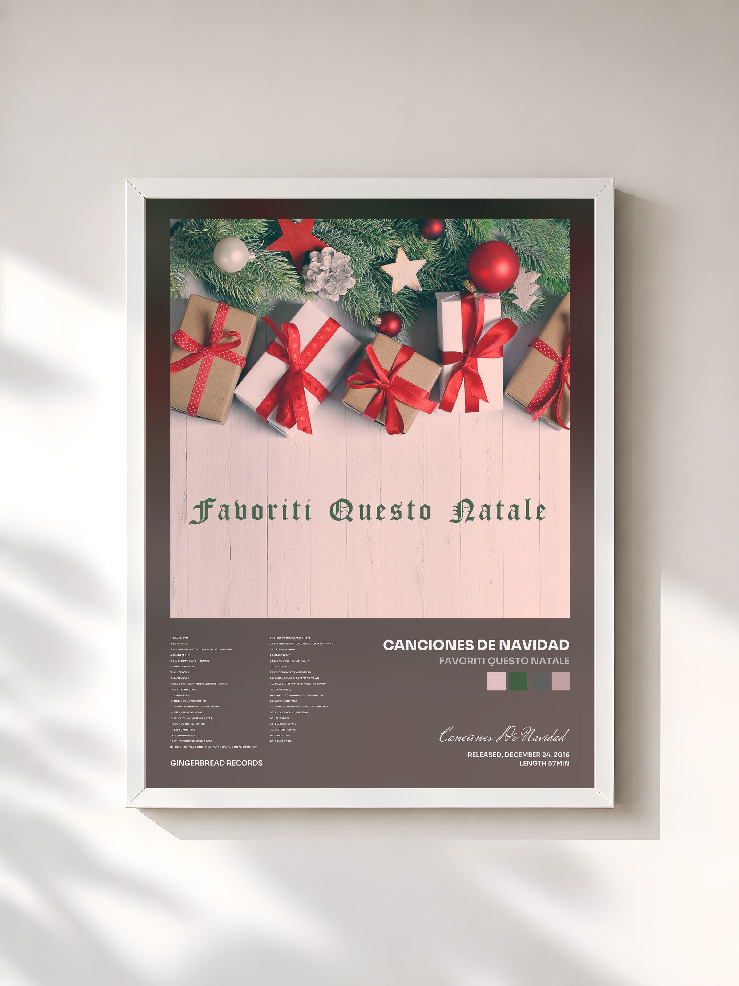 #blanc Tableau de l'album Favoriti Questo Natale de Canciones De Navidad, cadre blanc, imprimé et encadré en France