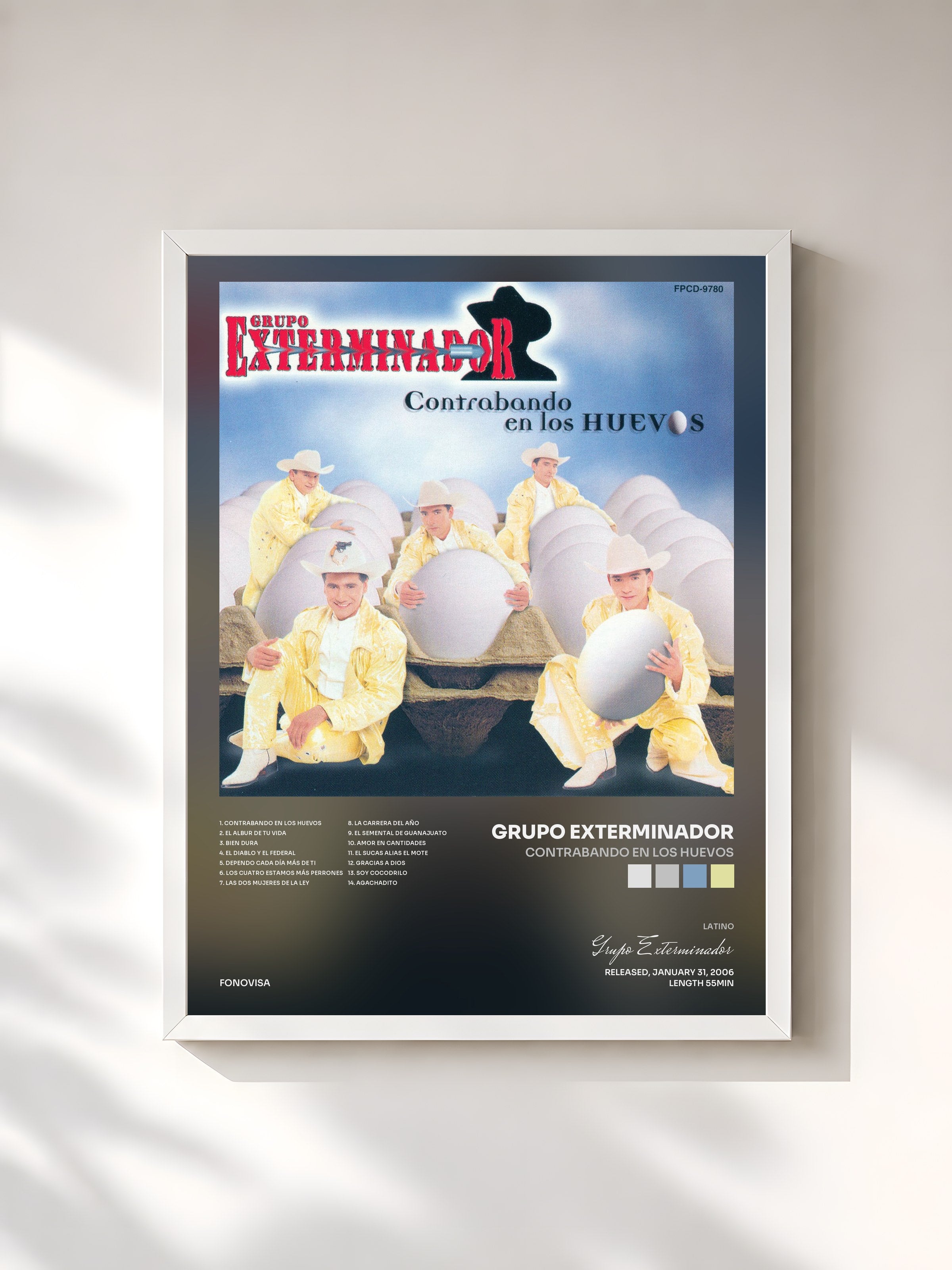 #blanc Tableau de l'album Contrabando En Los Huevos de Grupo Exterminador, cadre blanc, imprimé et encadré en France