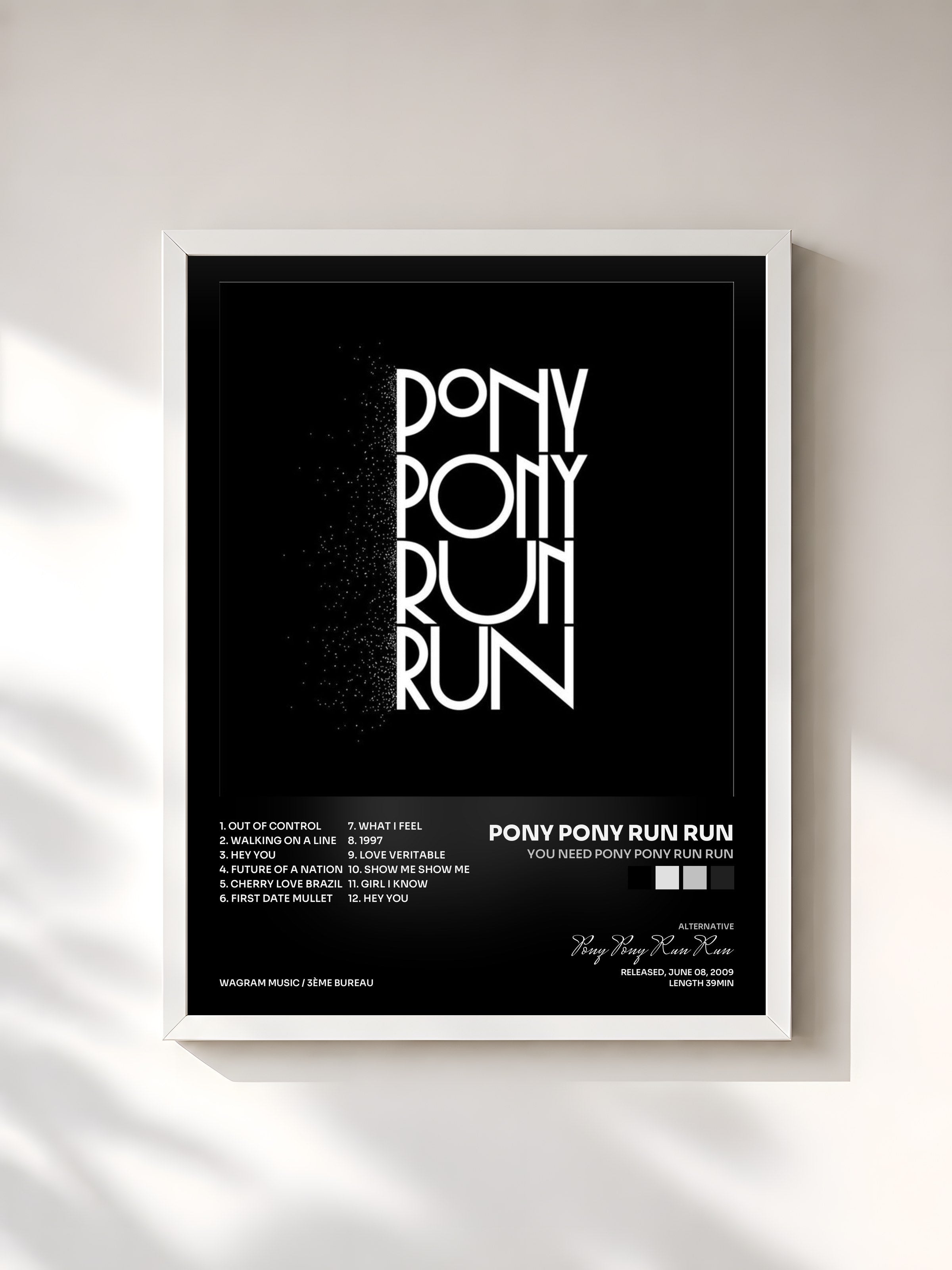 #blanc Tableau de l'album You need Pony Pony Run Run de Pony Pony Run Run, cadre blanc, imprimé et encadré en France