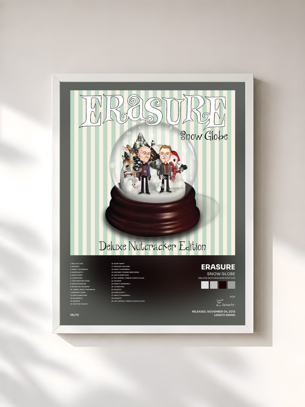 #blanc Snow Globe (Deluxe Nutcracker Edition) by Erasure as a framed art print, white frame, printed and framed in France