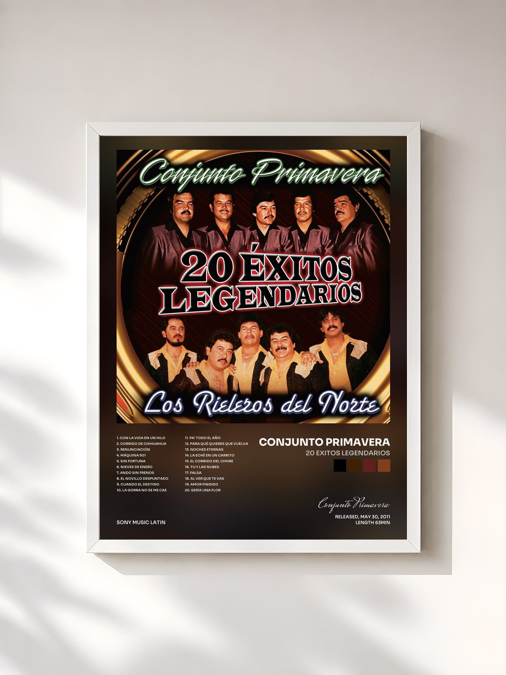 #blanc 20 Exitos Legendarios von Conjunto Primavera als gerahmter Kunstdruck, weißer Rahmen, gedruckt und gerahmt in Frankreich