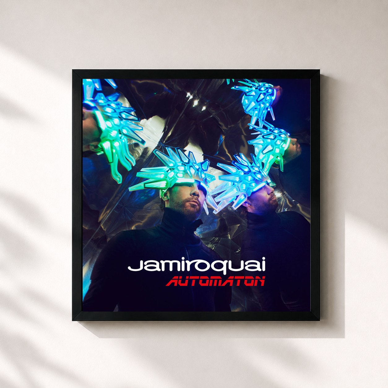 #noir Tableau carré de l'album Automaton de Jamiroquai, cadre noir 32x32 cm