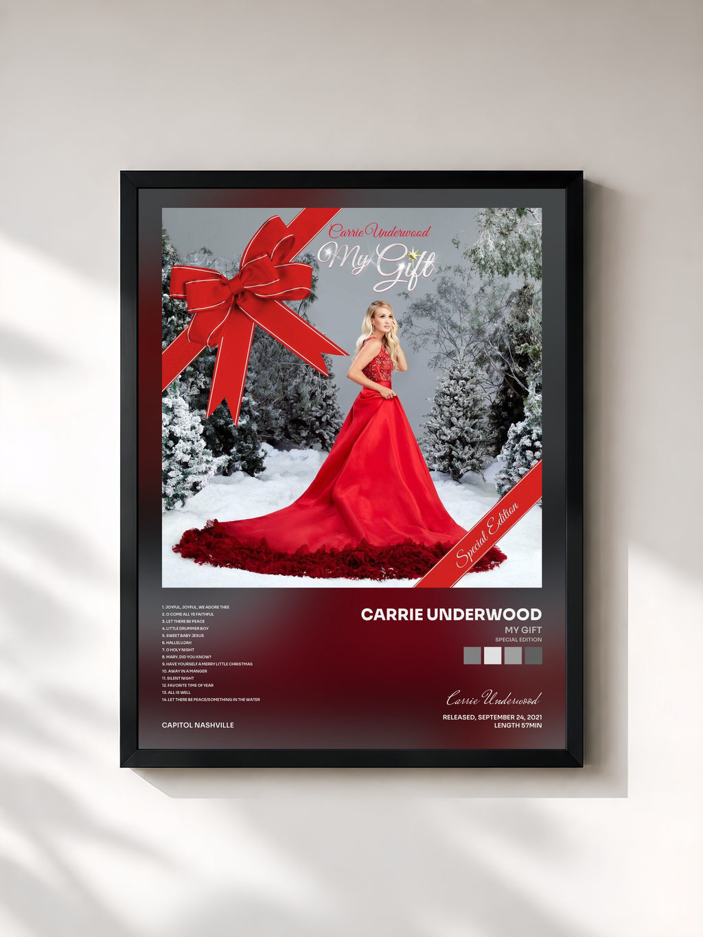 #noir Tableau de l'album My Gift (Special Edition) de Carrie Underwood, cadre noir, imprimé et encadré en France