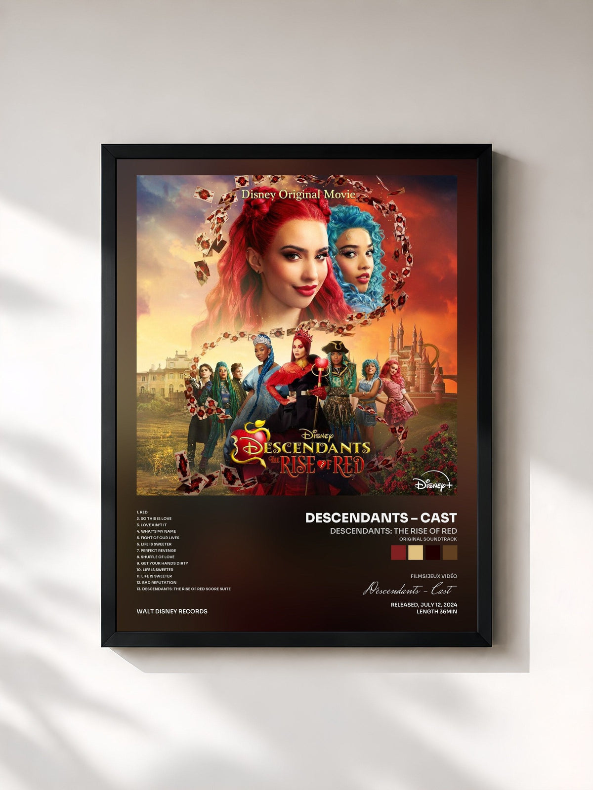 #noir Tableau de l'album Descendants: The Rise of Red (Original Soundtrack) de Descendants – Cast, cadre noir, imprimé et encadré en France