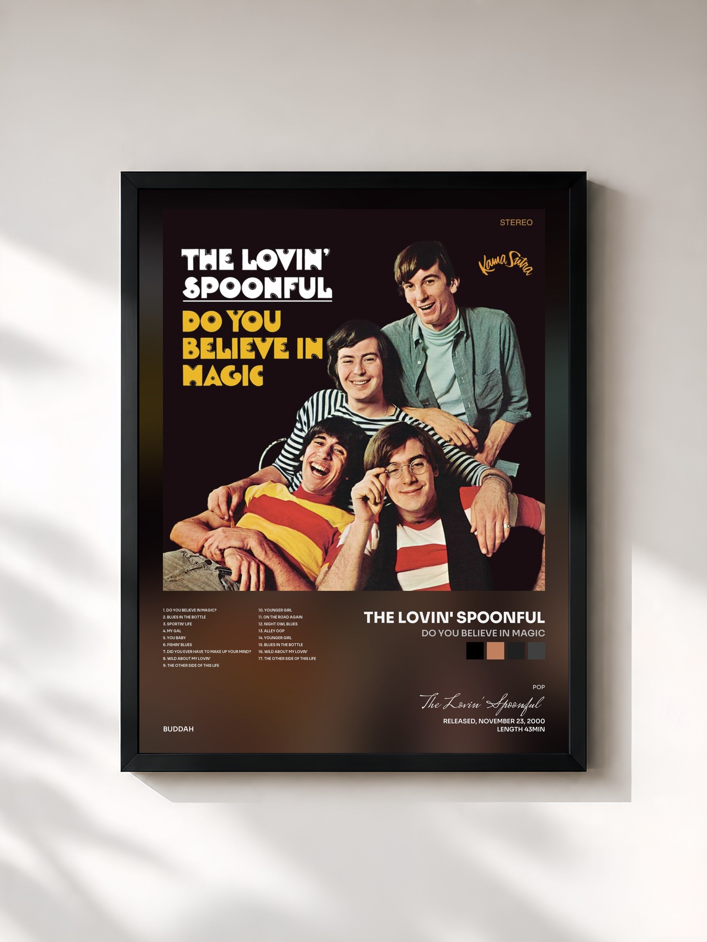 #noir Tableau de l'album Do you Believe In Magic de The Lovin' Spoonful, cadre noir, imprimé et encadré en France