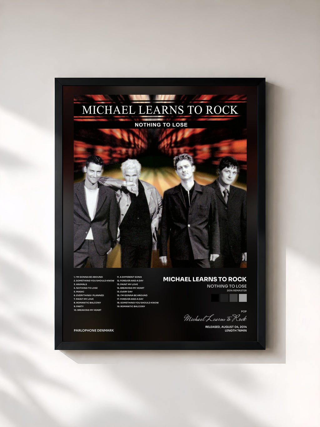 #noir Tableau de l'album Nothing to Lose (2014 Remaster) de Michael Learns to Rock, cadre noir, imprimé et encadré en France