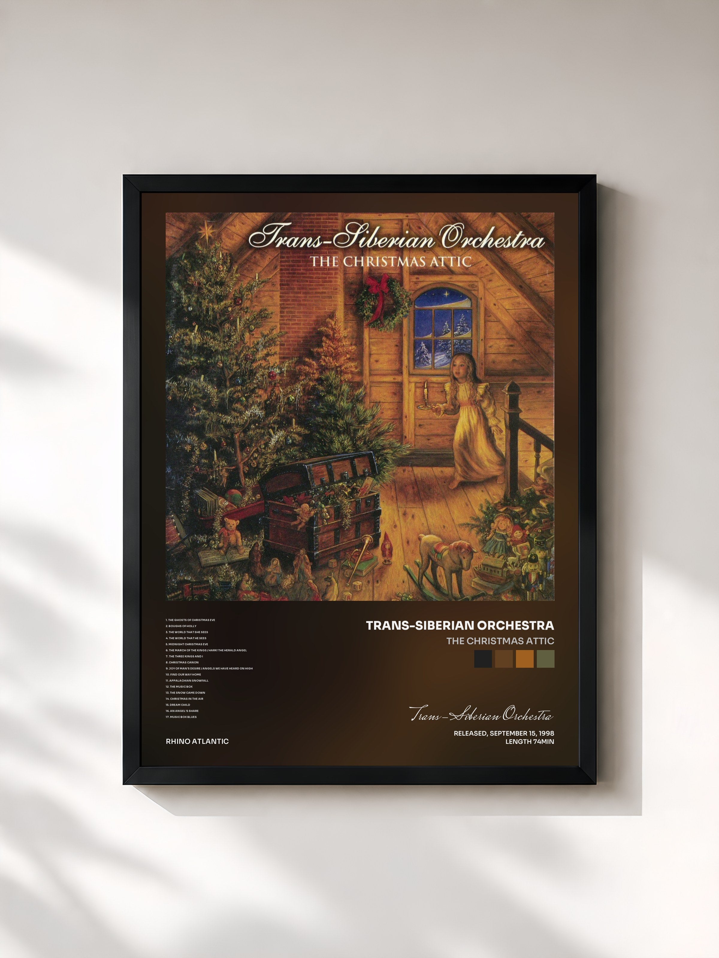 #noir Tableau de l'album The Christmas Attic de Trans-Siberian Orchestra, cadre noir, imprimé et encadré en France