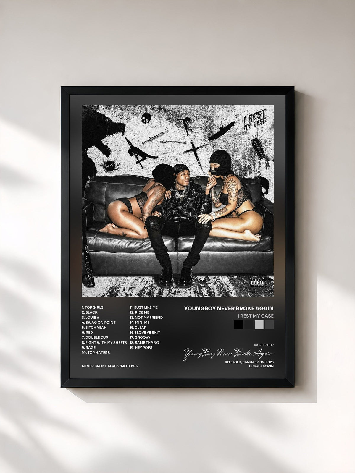 #noir I Rest My Case di YoungBoy Never Broke Again in stampa incorniciata, cornice nera, stampata e incorniciata in Francia