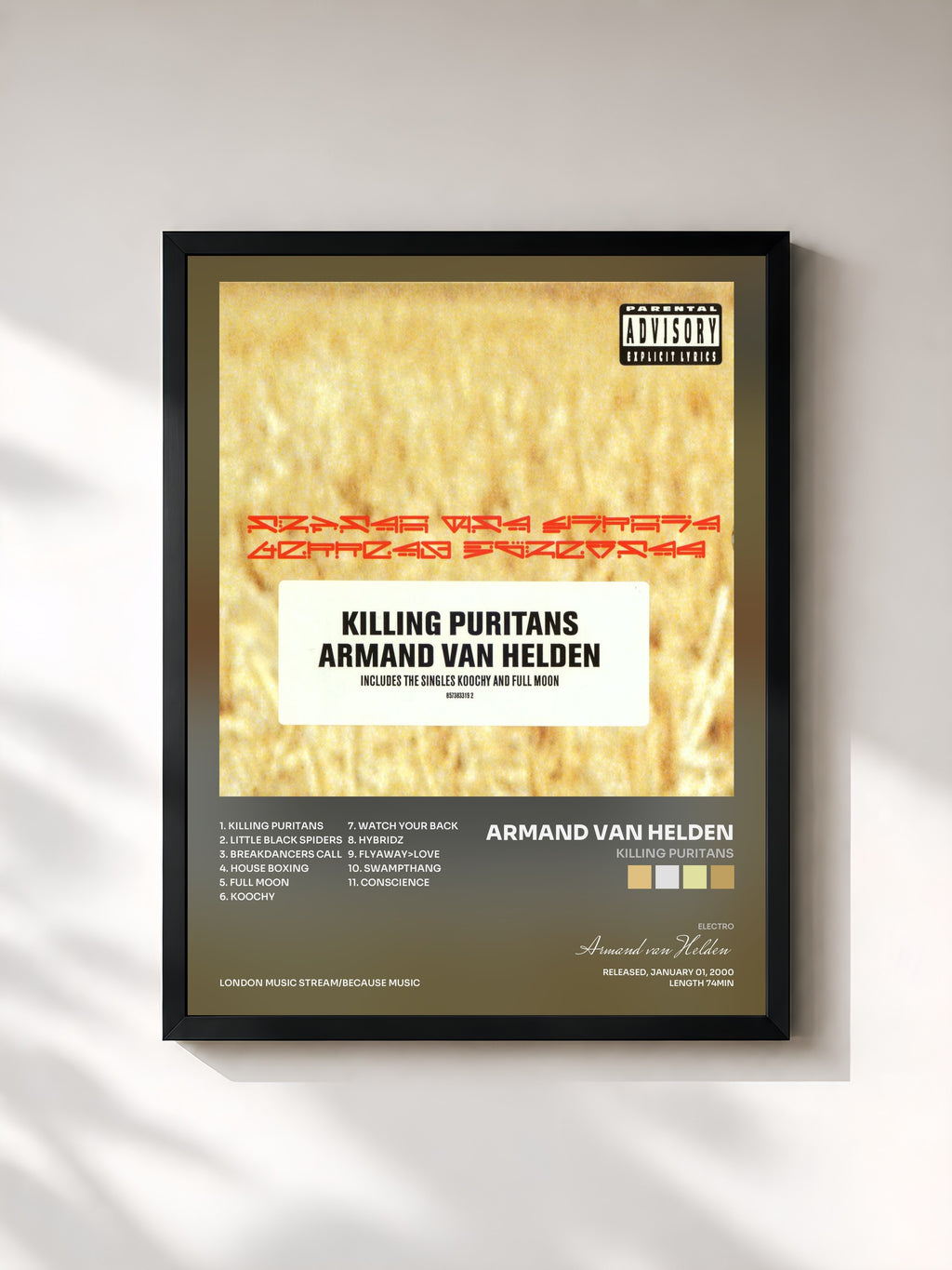 #noir Tableau de l'album Killing Puritans de Armand van Helden, cadre noir, imprimé et encadré en France