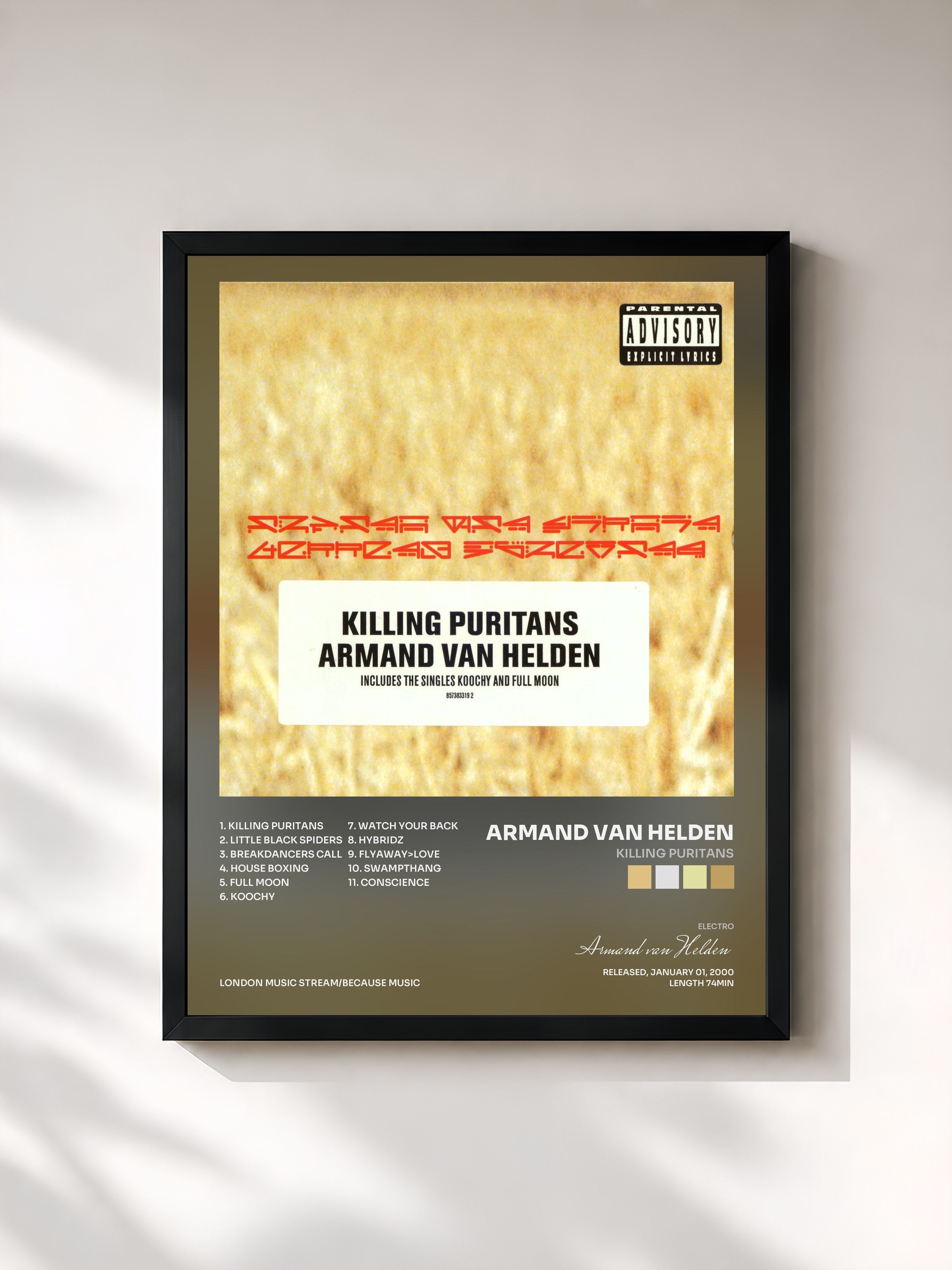 #noir Tableau de l'album Killing Puritans de Armand van Helden, cadre noir, imprimé et encadré en France