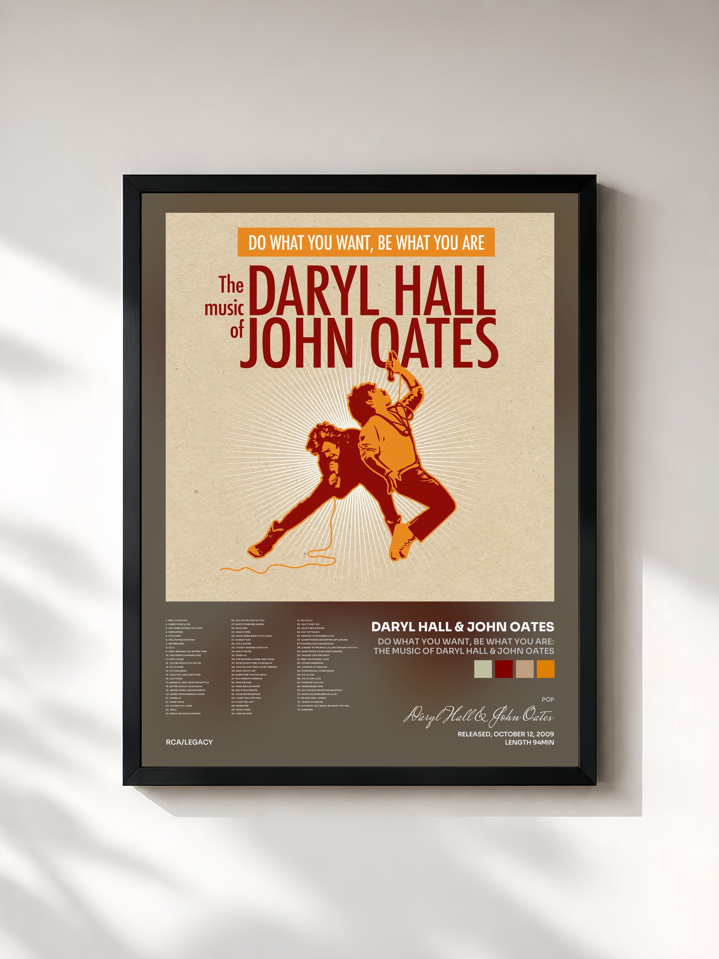 #noir Tableau de l'album Do What You Want, Be What You Are: The Music of Daryl Hall & John Oates de Daryl Hall & John Oates, cadre noir, imprimé et encadré en France