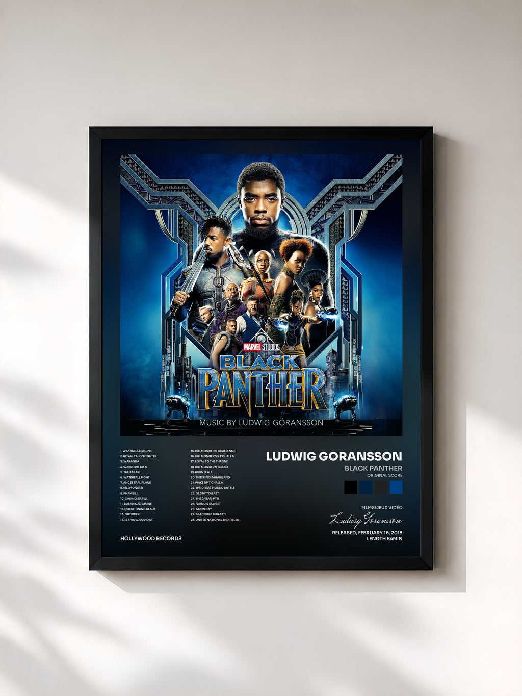 #noir Black Panther (Original Score) di Ludwig Goransson in stampa incorniciata, cornice nera, stampata e incorniciata in Francia
