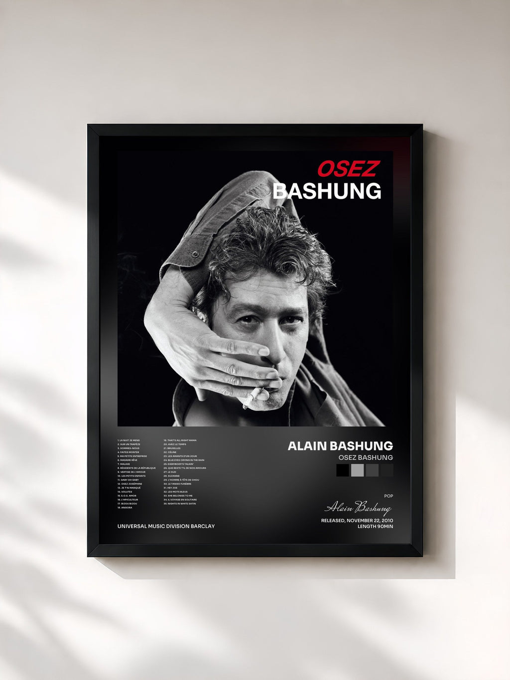#noir Osez Bashung de Alain Bashung en lámina enmarcada, marco negro, impresa y enmarcada en Francia