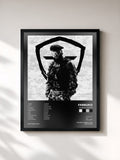 #noir Tableau de l'album CVRBON VRMOR de Farruko, cadre noir, imprimé et encadré en France