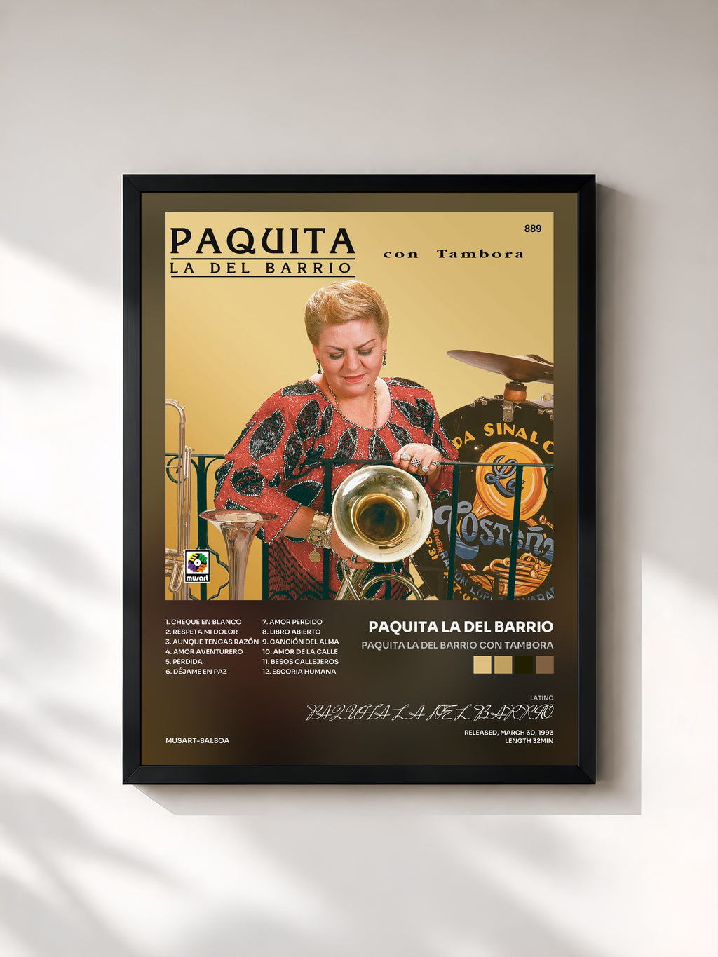 #noir Paquita La Del Barrio Con Tambora by PAQUITA LA DEL BARRIO as a framed art print, black frame, printed and framed in France
