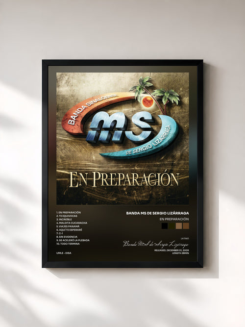 #noir En Preparación de Banda MS de Sergio Lizárraga en lámina enmarcada, marco negro, impresa y enmarcada en Francia
