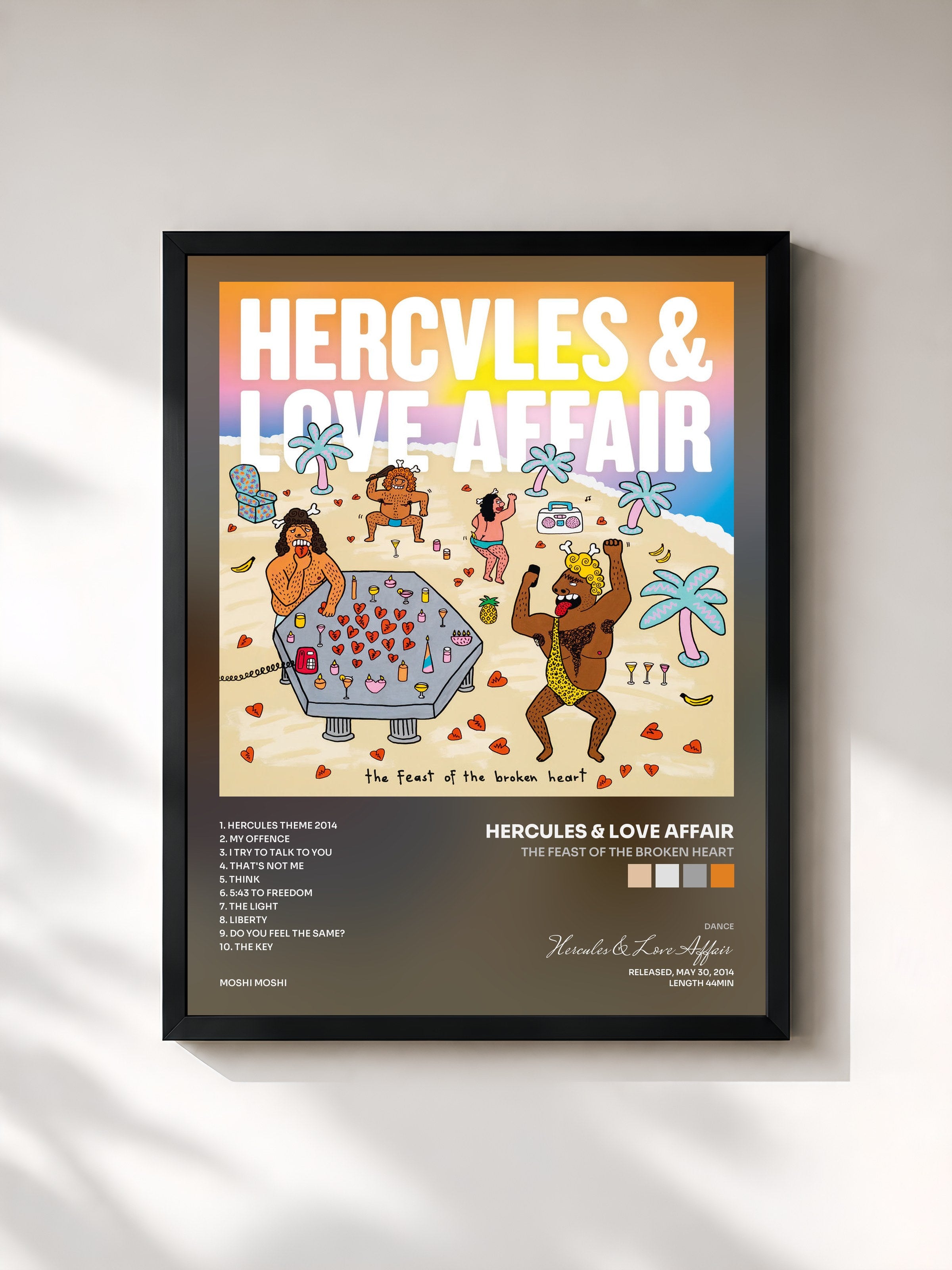 #noir Tableau de l'album The Feast of the Broken Heart de Hercules & Love Affair, cadre noir, imprimé et encadré en France