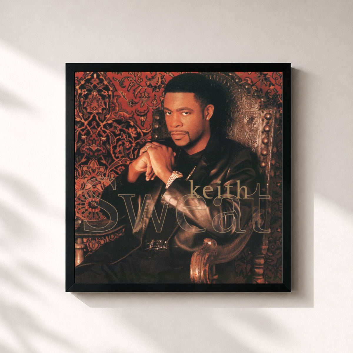 #noir Tableau carré de l'album Keith Sweat de Keith Sweat, cadre noir 32x32 cm