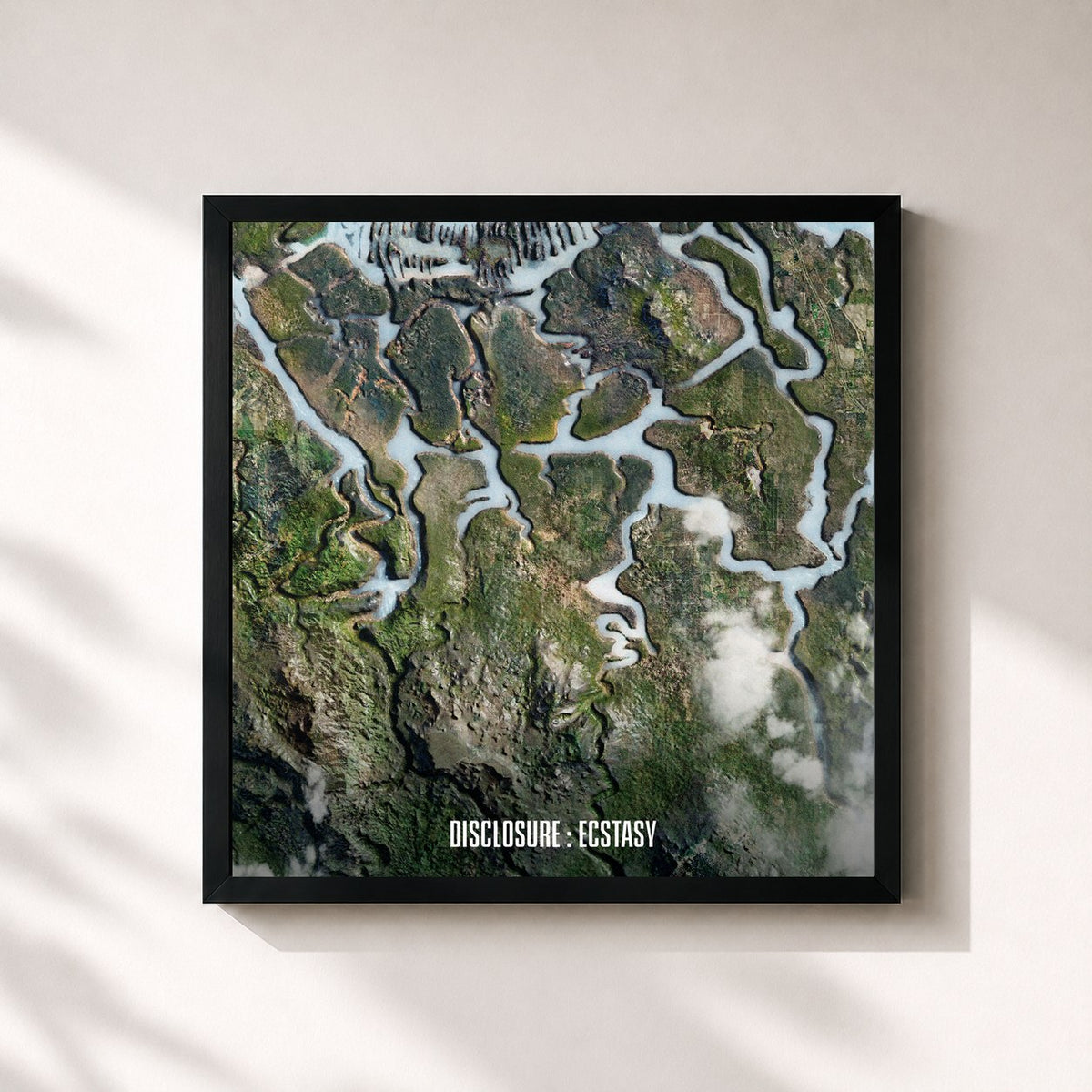 #noir Tableau carré de l'album Ecstasy de Disclosure, cadre noir 32x32 cm
