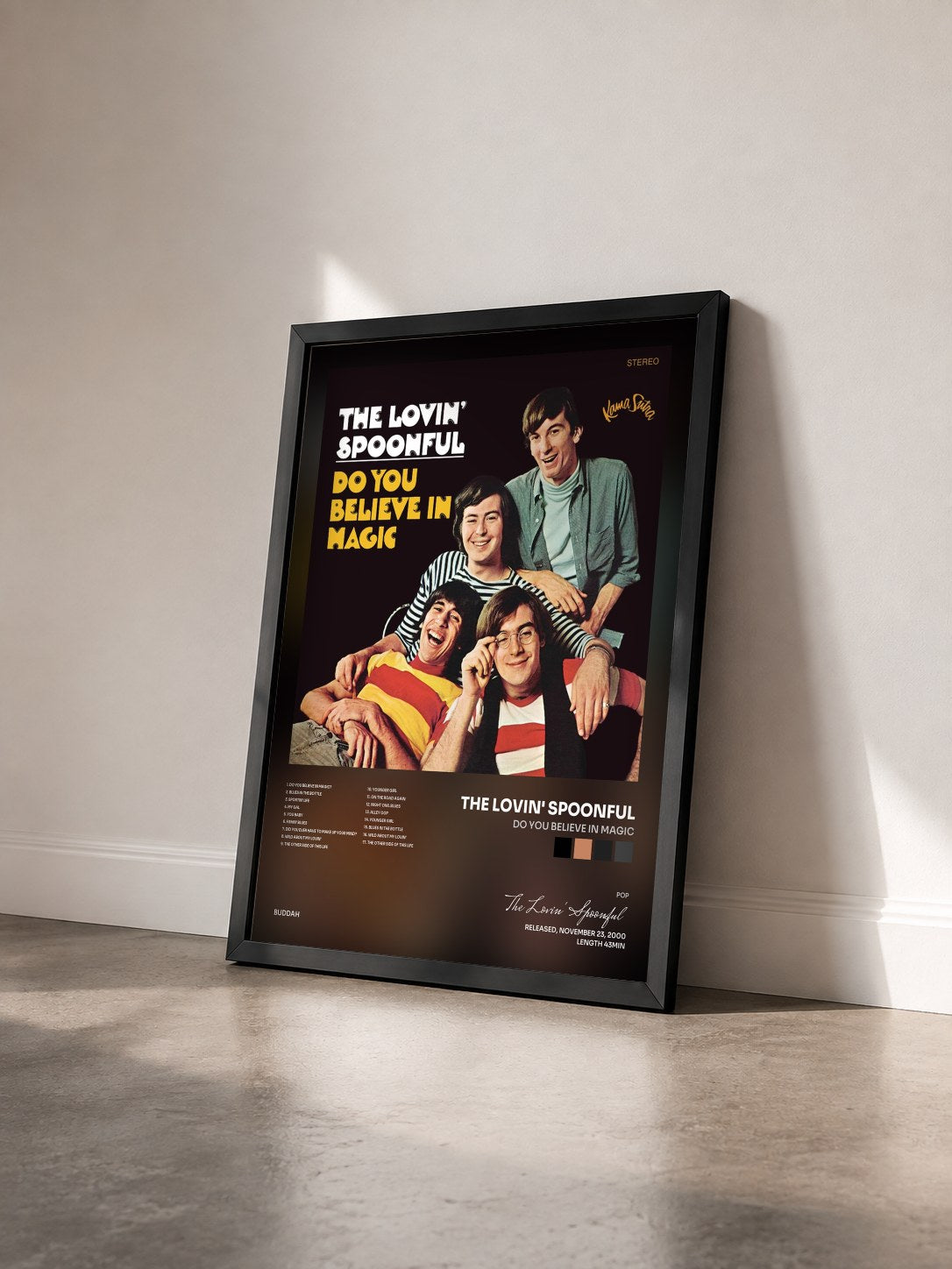 #noir Tableau de l'album Do you Believe In Magic de The Lovin' Spoonful vu de trois quarts, cadre noir