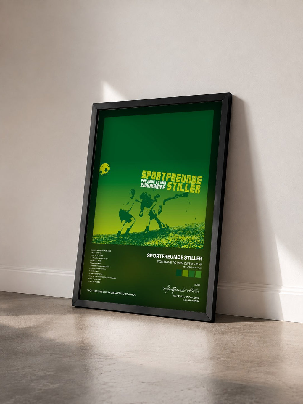 #noir Tableau de l'album You Have To Win Zweikampf (mit Verlängerung) de Sportfreunde Stiller vu de trois quarts, cadre noir
