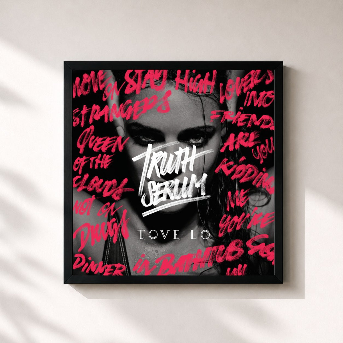 #noir Tableau carré de l'album Truth Serum de Tove Lo, cadre noir 32x32 cm