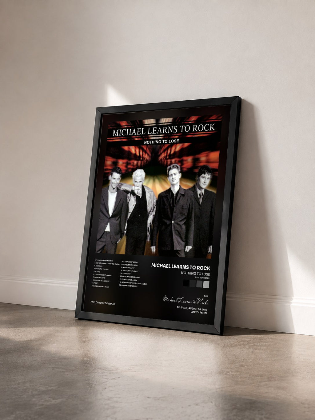 #noir Tableau de l'album Nothing to Lose (2014 Remaster) de Michael Learns to Rock vu de trois quarts, cadre noir