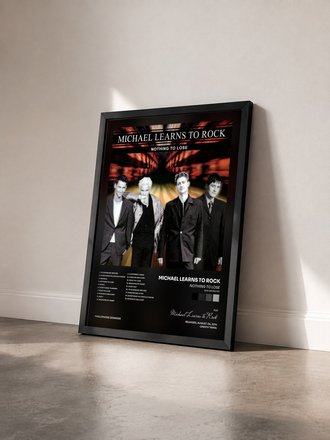 #noir Tableau de l'album Nothing to Lose (2014 Remaster) de Michael Learns to Rock vu de trois quarts, cadre noir