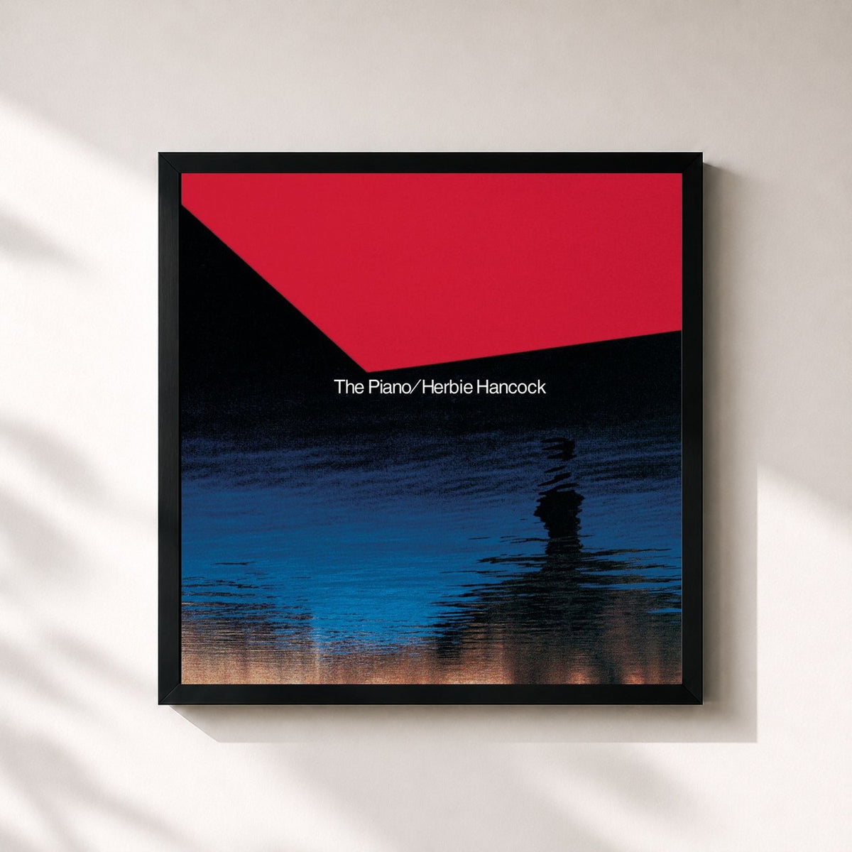 #noir Tableau carré de l'album The Piano de Herbie Hancock, cadre noir 32x32 cm
