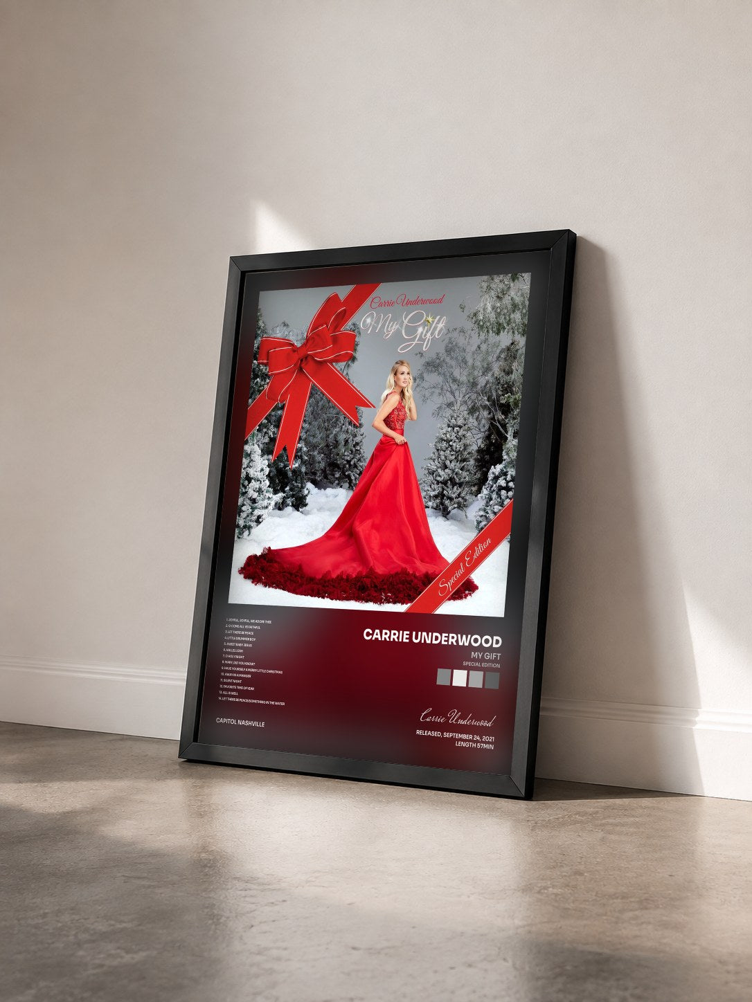 #noir Tableau de l'album My Gift (Special Edition) de Carrie Underwood vu de trois quarts, cadre noir