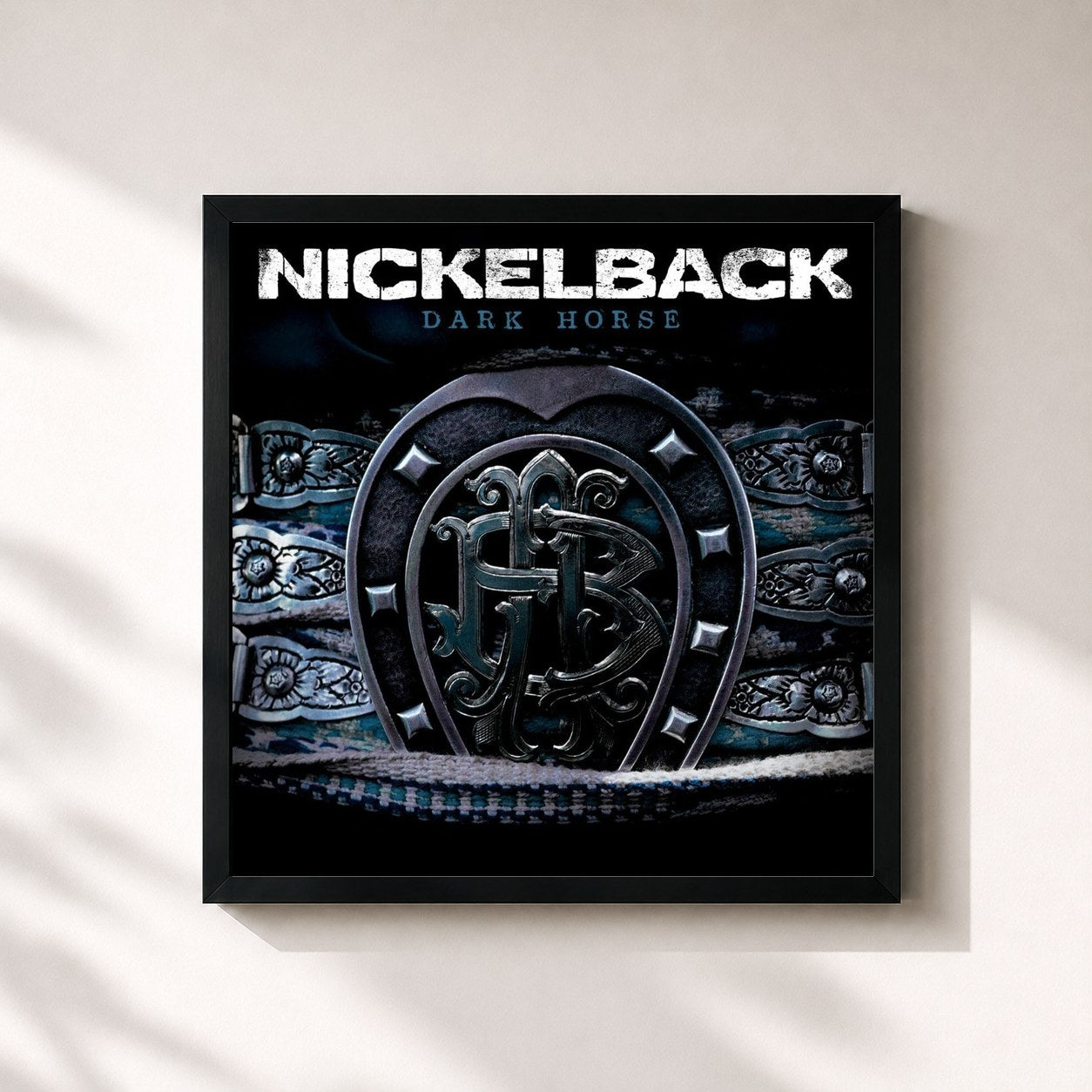 #noir Dark Horse by Nickelback as a square framed art print, black 32x32 cm frame