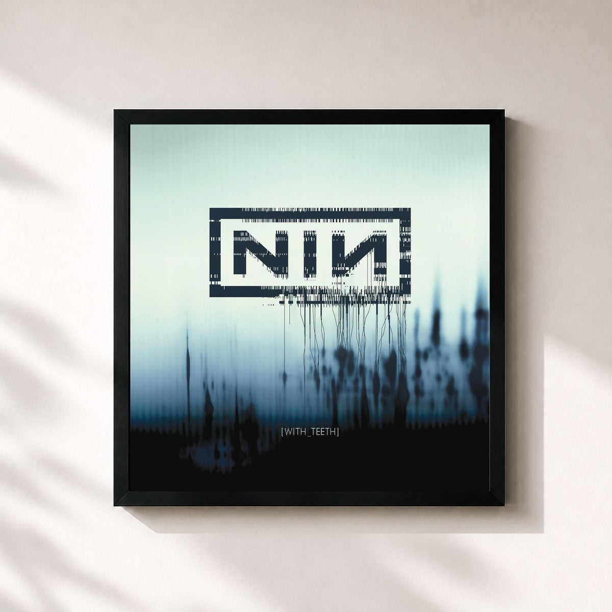 #noir Tableau carré de l'album With Teeth (Bonus Tracks) de Nine Inch Nails, cadre noir 32x32 cm