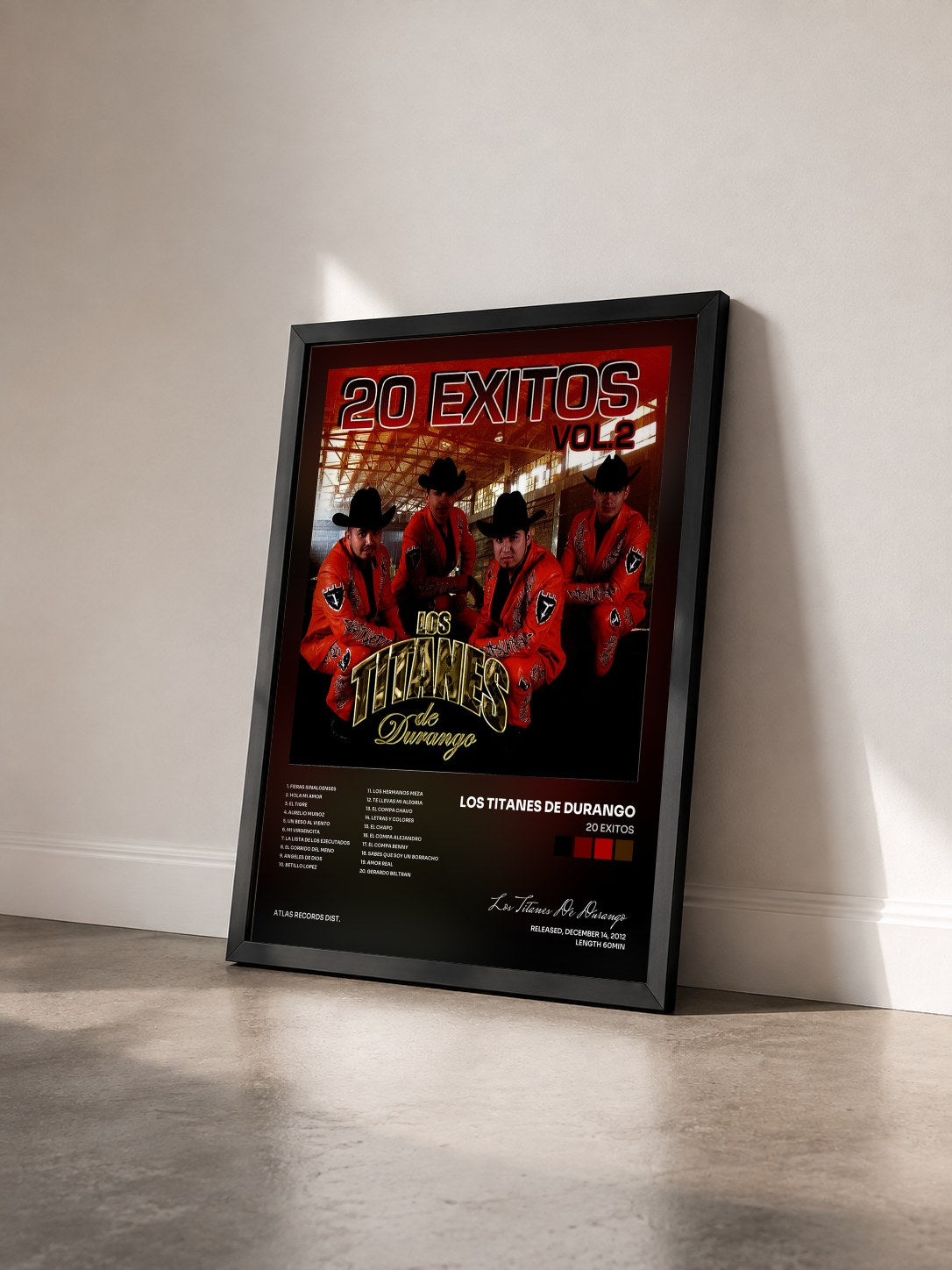 #noir Tableau de l'album 20 Exitos de Los Titanes De Durango vu de trois quarts, cadre noir