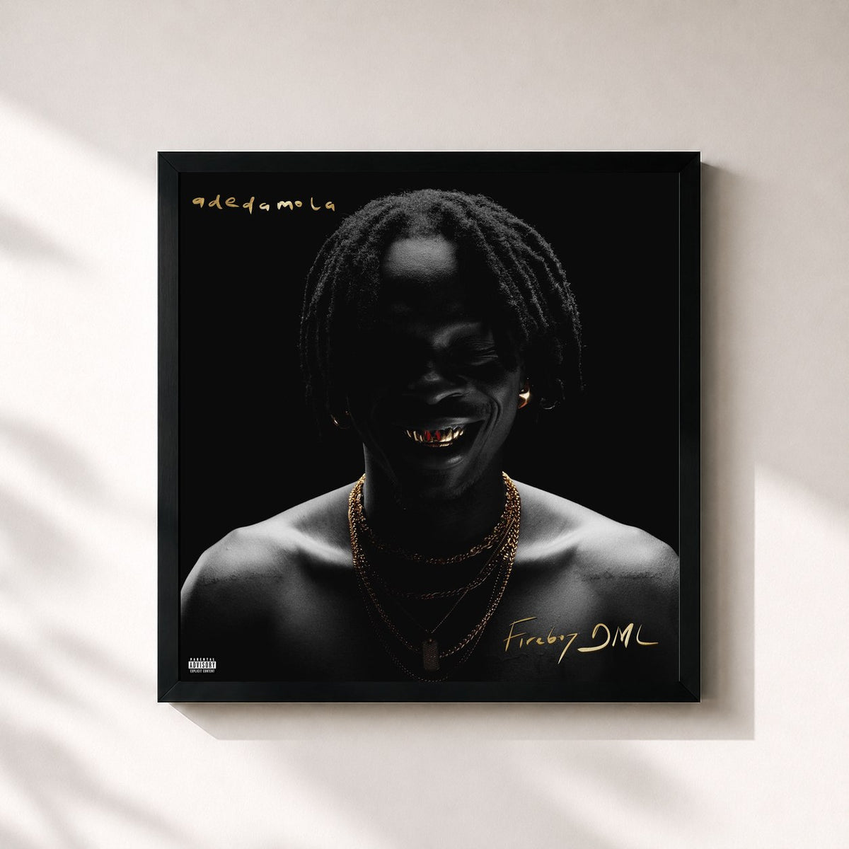 #noir Tableau carré de l'album adedamola de Fireboy Dml, cadre noir 32x32 cm